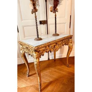 Table à Gibiers En Bois Doré D’époque Régence 