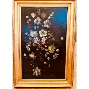 Huile Sur Toile - Fleurs XVIIIe