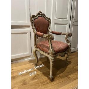 18th Century Roccoco Painted Wood Venetian Armchair