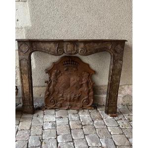 18th Century Fireplace In Painted Wood Faux Marble 