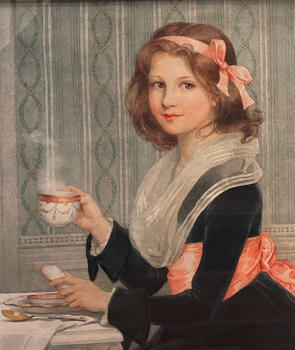 Sonrel Elisabeth (1874-1953) Young Girl At Tea Time-photo-2