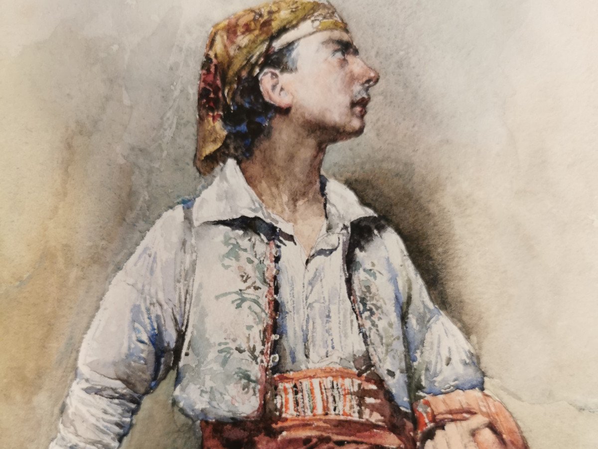 Chiostri Carlo (1863-1939) The Young Guitarist-photo-3