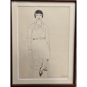 Gallibert Geneviève (1888 / 1969) Autoportrait Présumé, Femme Assise Sur Un Tabouret