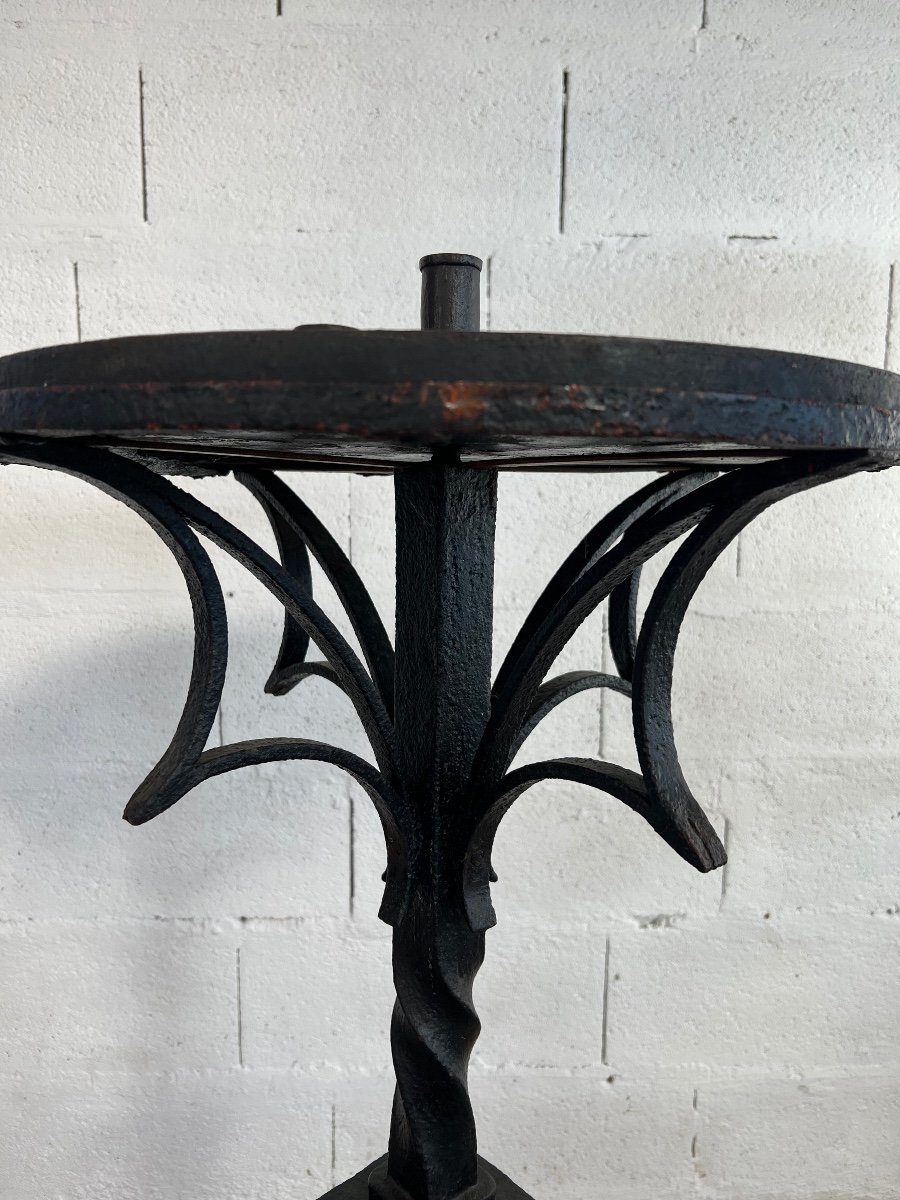 Large Wrought Iron Candlestick-photo-3