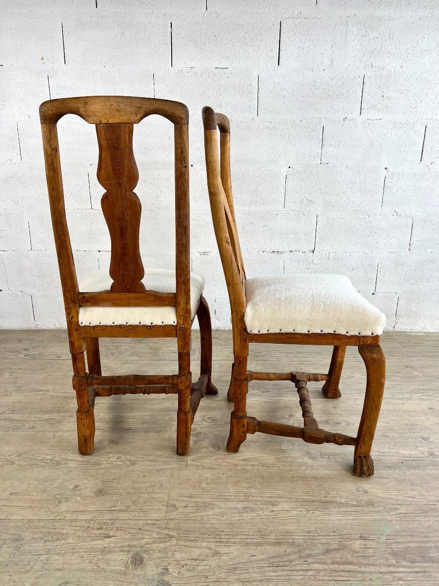 Pair Of Carved Raw Wood Chairs-photo-3