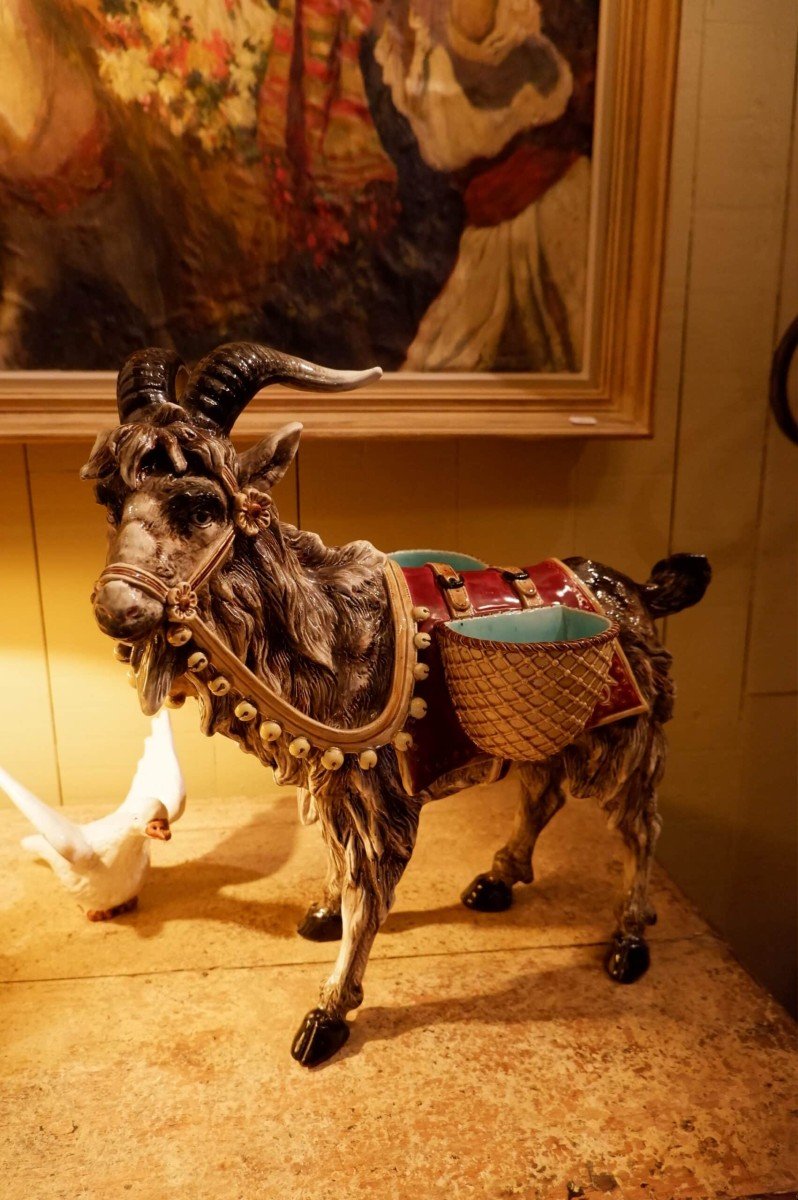 Goat In Barbotine Carrying Baskets