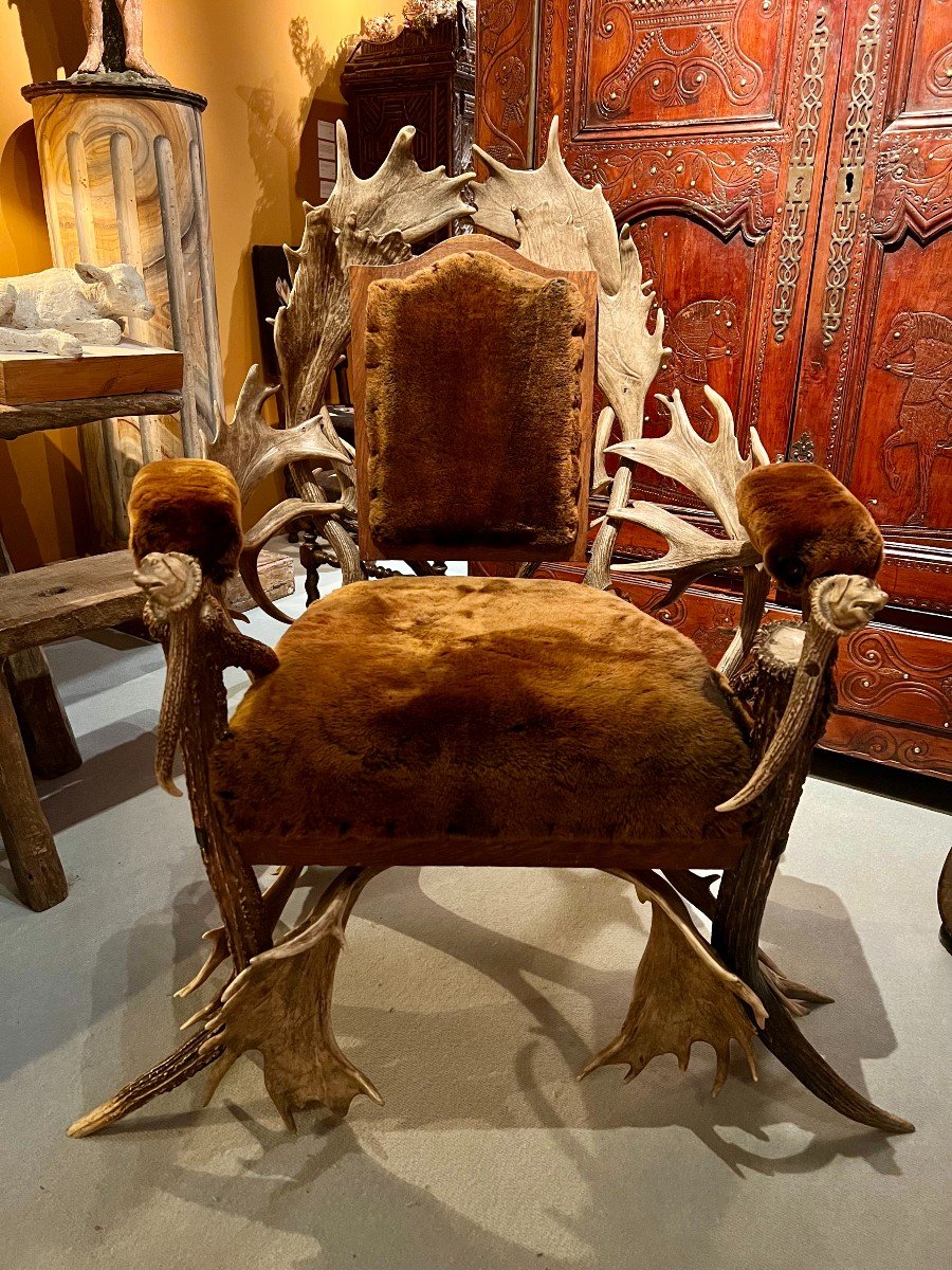 Fauteuil d'Apparat En Bois De Cerf-photo-2