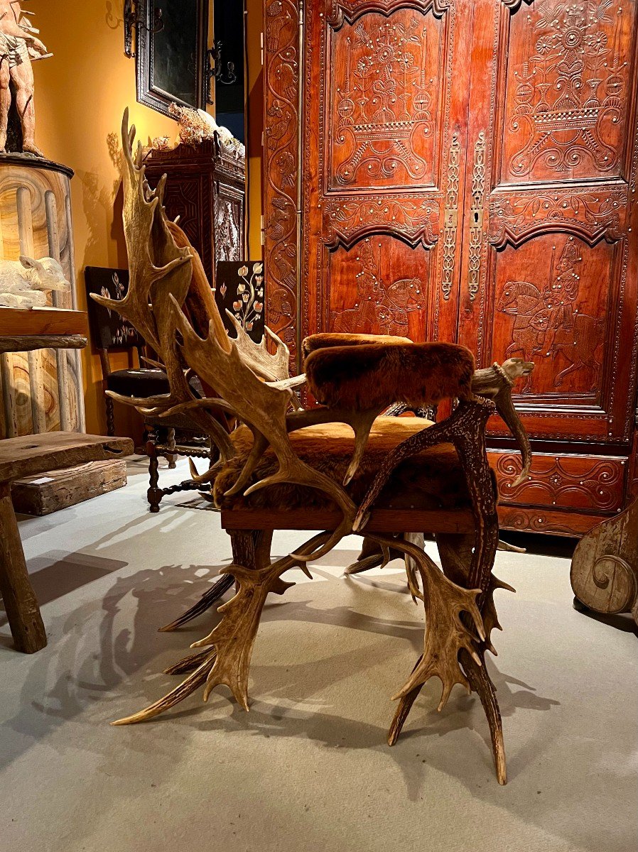 Fauteuil d'Apparat En Bois De Cerf-photo-3