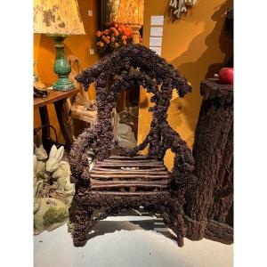 Pair Of Black Forest Style Pine Cone Armchairs