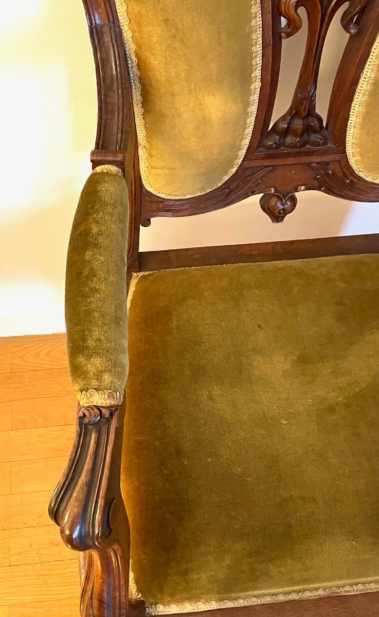 Paire De Fauteuils Art Nouveau Noyer-photo-1