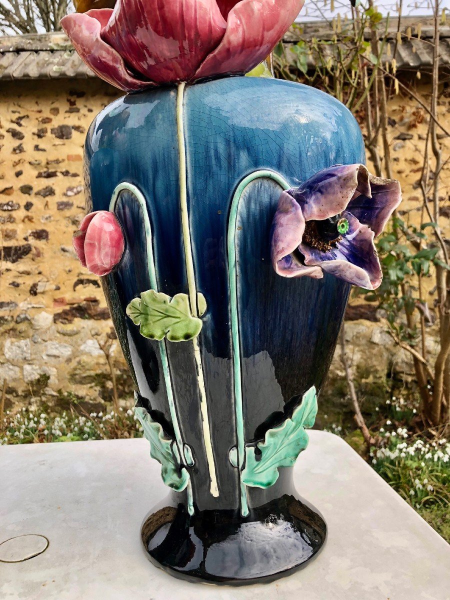 Pair Of Large Vases In Barbotine-photo-2