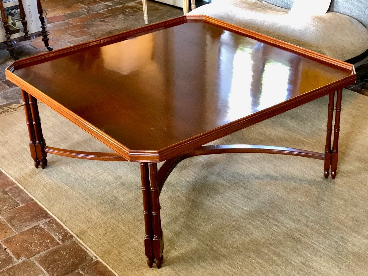 Large Square Mahogany Table - Attributed To Madeleine Castaing-photo-2