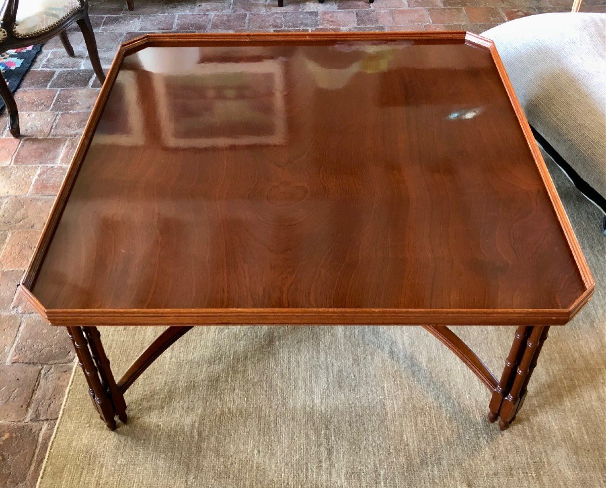 Large Square Mahogany Table - Attributed To Madeleine Castaing-photo-7