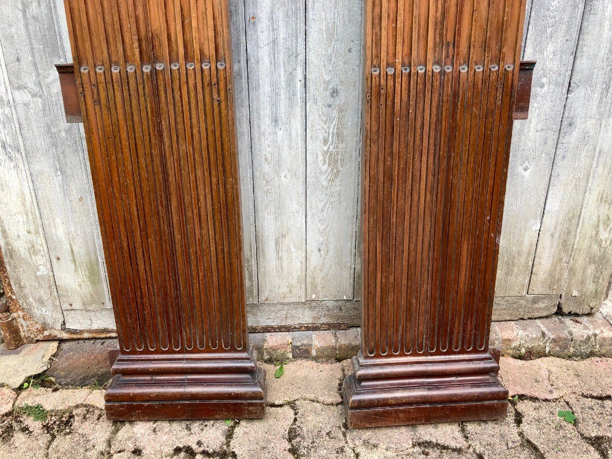 Pair Of Pilasters In Carved Oak H210 Cm-photo-2