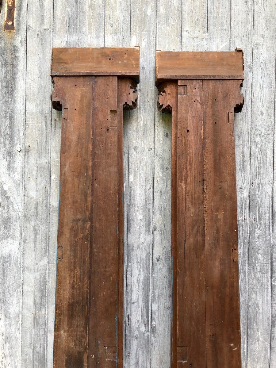 Pair Of Pilasters In Carved Oak H210 Cm-photo-5