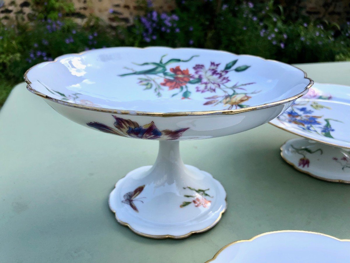 19th Century Porcelain Dessert Service Decorated With Flowers And Insects-photo-4