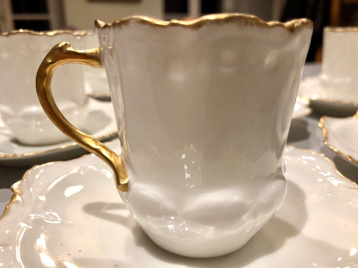  6 Tasses à Café Et Leur Soucoupe, Porcelaine Limoges vers 1900, Palais De Cristal Bruxelles-photo-5