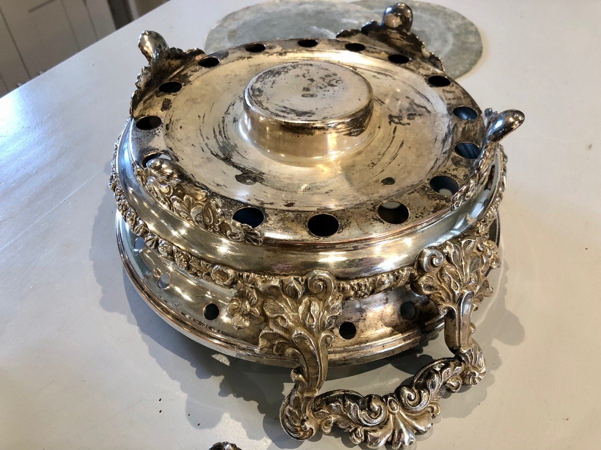 Pair Of 19th Century Silver Metal Food Warmers, Rocaille Style-photo-2