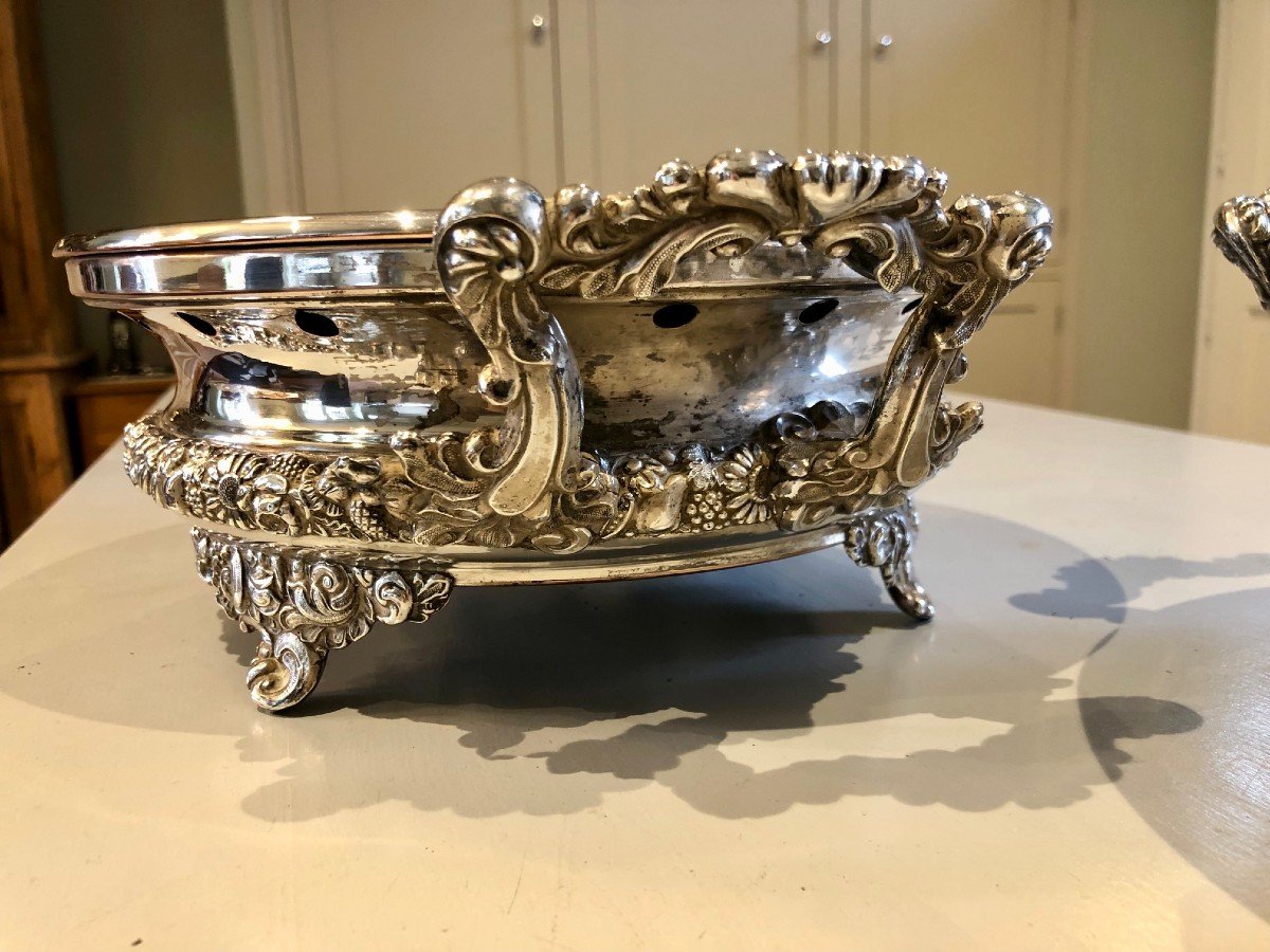 Pair Of 19th Century Silver Metal Food Warmers, Rocaille Style-photo-8
