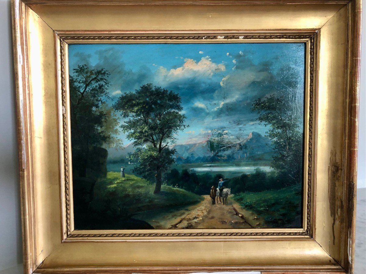 Oil On Panel, 19th Century, Animated Country Scene, 2nd Painting Of A Pair -photo-2