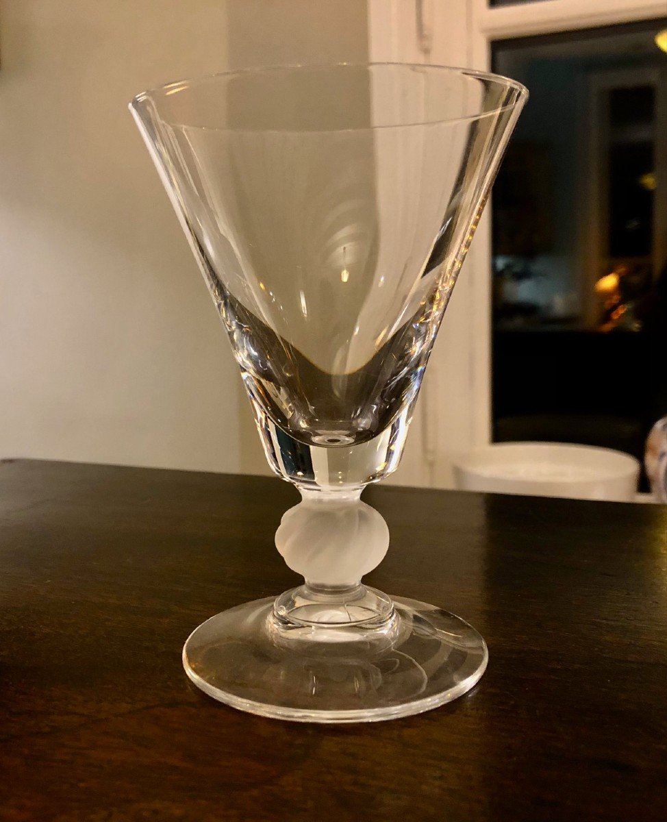 Set Of 34 Art Deco Crystal Stemmed Glasses, Tulip Shape-photo-3