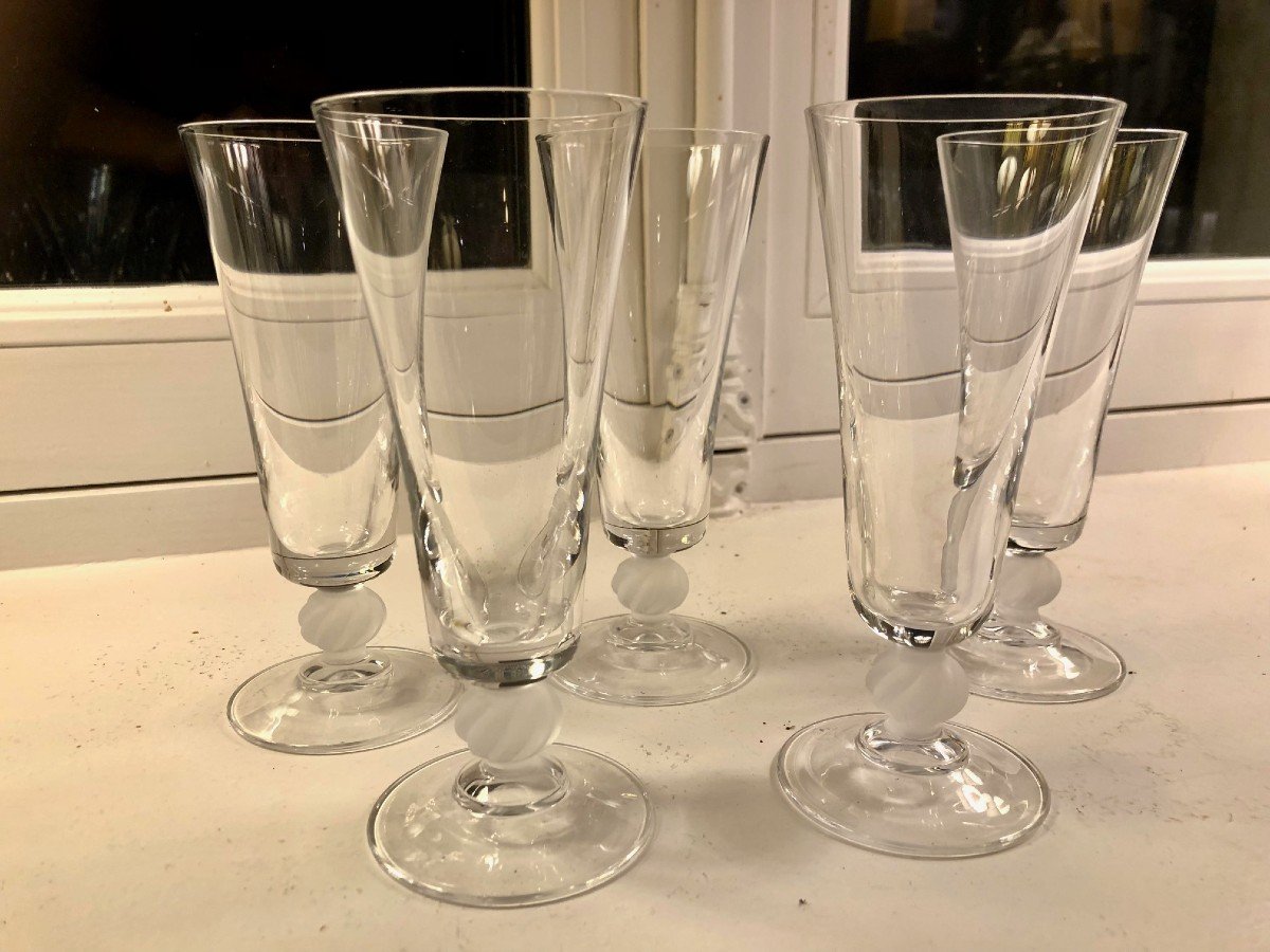 Set Of 34 Art Deco Crystal Stemmed Glasses, Tulip Shape-photo-4