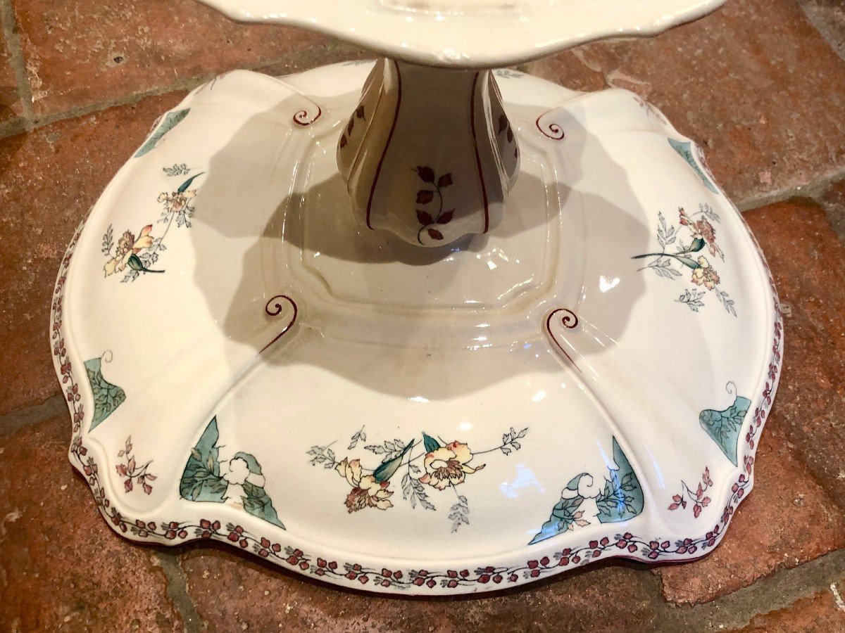 Choisy Le Roi Hippolyte Boulenger : Paire De Coupes Sur Pied En Faience XIXe -photo-2