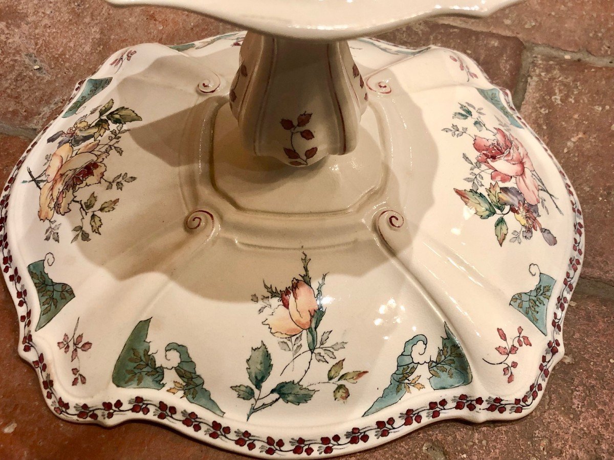 Choisy Le Roi Hippolyte Boulenger : Paire De Coupes Sur Pied En Faience XIXe -photo-3