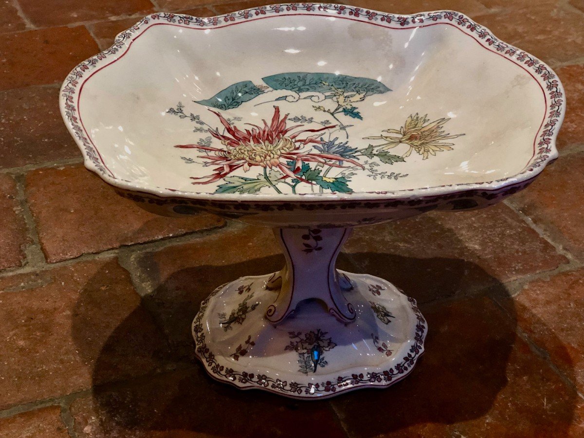 Choisy Le Roi Hippolyte Boulenger : Paire De Coupes Sur Pied En Faience XIXe -photo-8