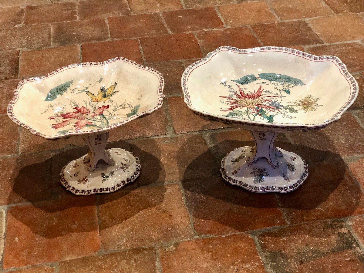 Choisy Le Roi Hippolyte Boulenger: Pair Of 19th Century Earthenware Footed Bowls 