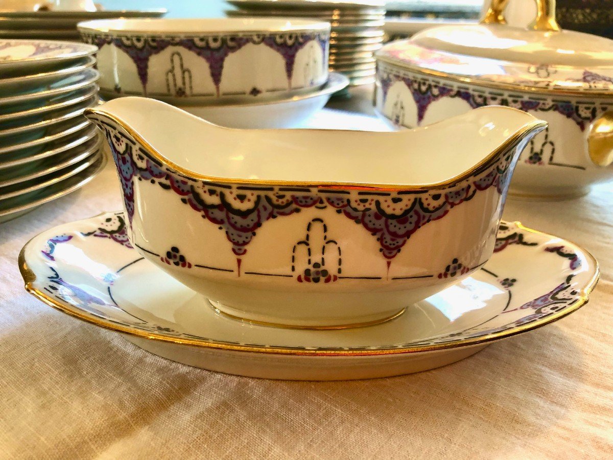 Art Deco Limoges F Legrand 45 Pieces Porcelain Dinner Service -photo-4