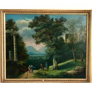 Oil On Panel, 19th Century, Country Scene, 1st Painting Of A Pair 