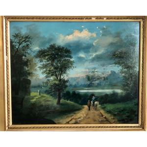 Oil On Panel, 19th Century, Animated Country Scene, 2nd Painting Of A Pair 