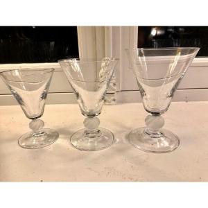 Set Of 34 Art Deco Crystal Stemmed Glasses, Tulip Shape