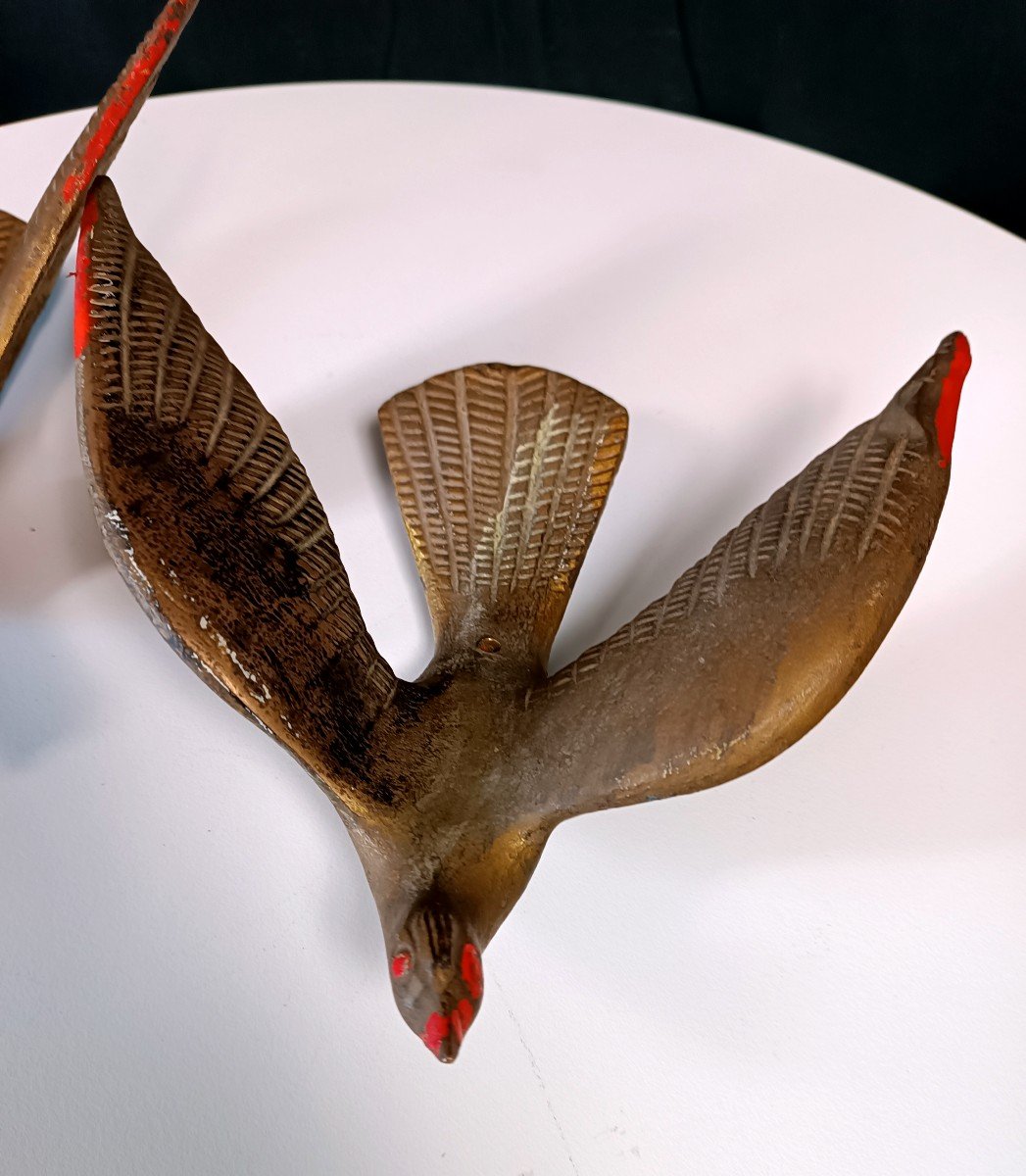 Pair Of Swallows In Bronze 1950-photo-2