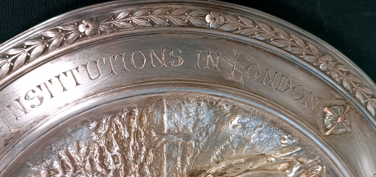 Commemorative Plate Silver Metal Elkington & Co Late Nineteenth-photo-2