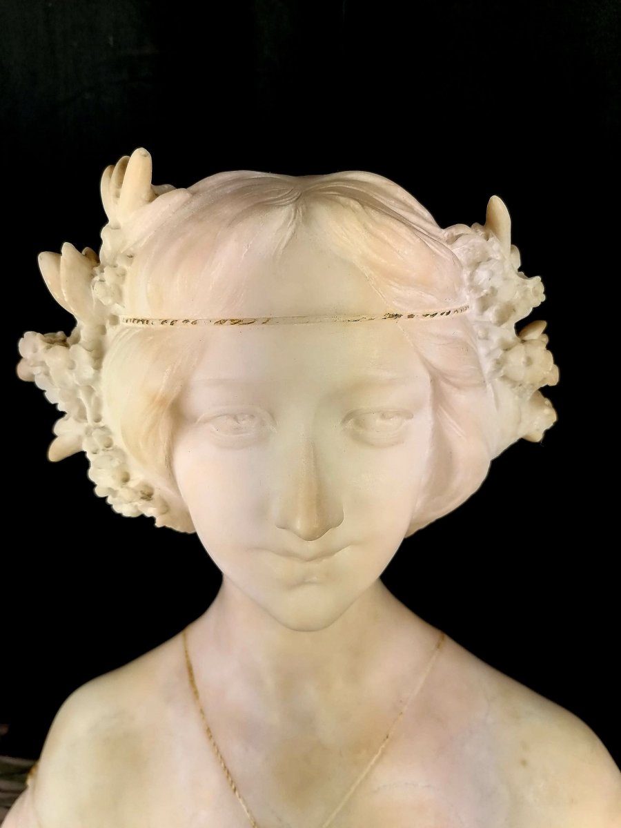 Sculpture Statue Woman Alabaster Art Nouveau-photo-2