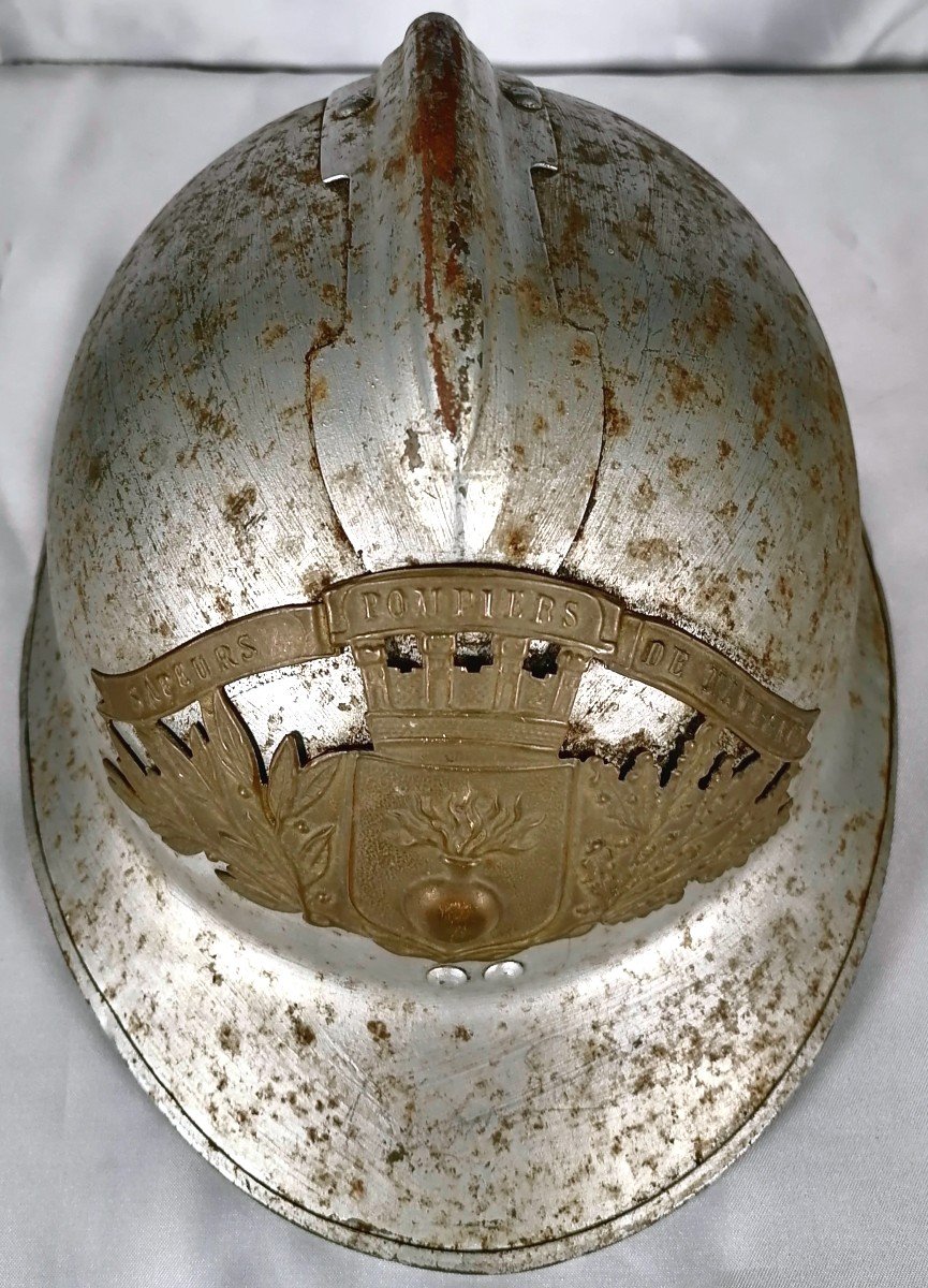 Adrian Helmet Of Firefighter From The City Of Matignon, Model 1915.-photo-4