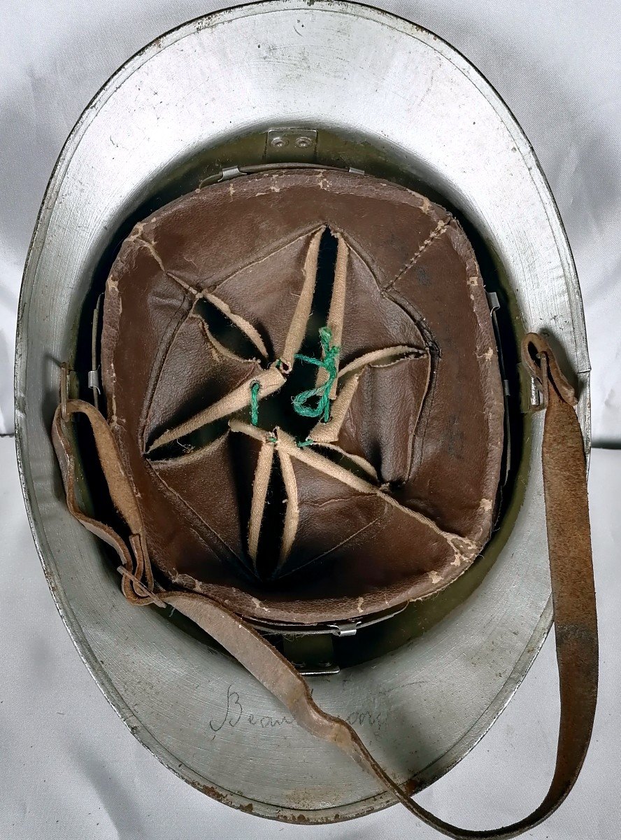 Adrian Helmet Of Firefighter From The City Of Matignon, Model 1915.-photo-4