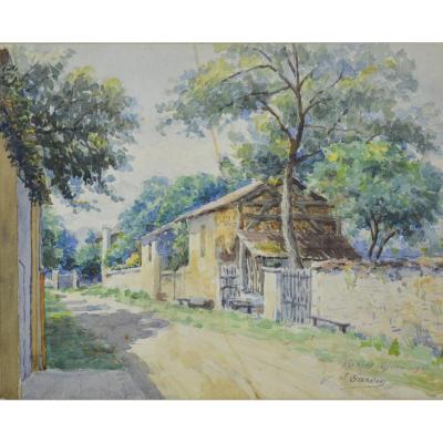 J. Garden, Watercolor Of A Village Landscape Of Varces, 1919