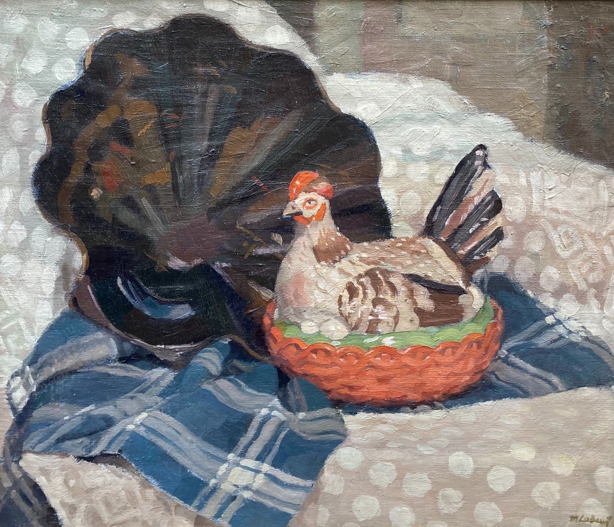 Marcelle Ladeuil (1895-1983). La Poule. Huile Sur Toile. Exposition : Salon Des Indépendants-photo-2