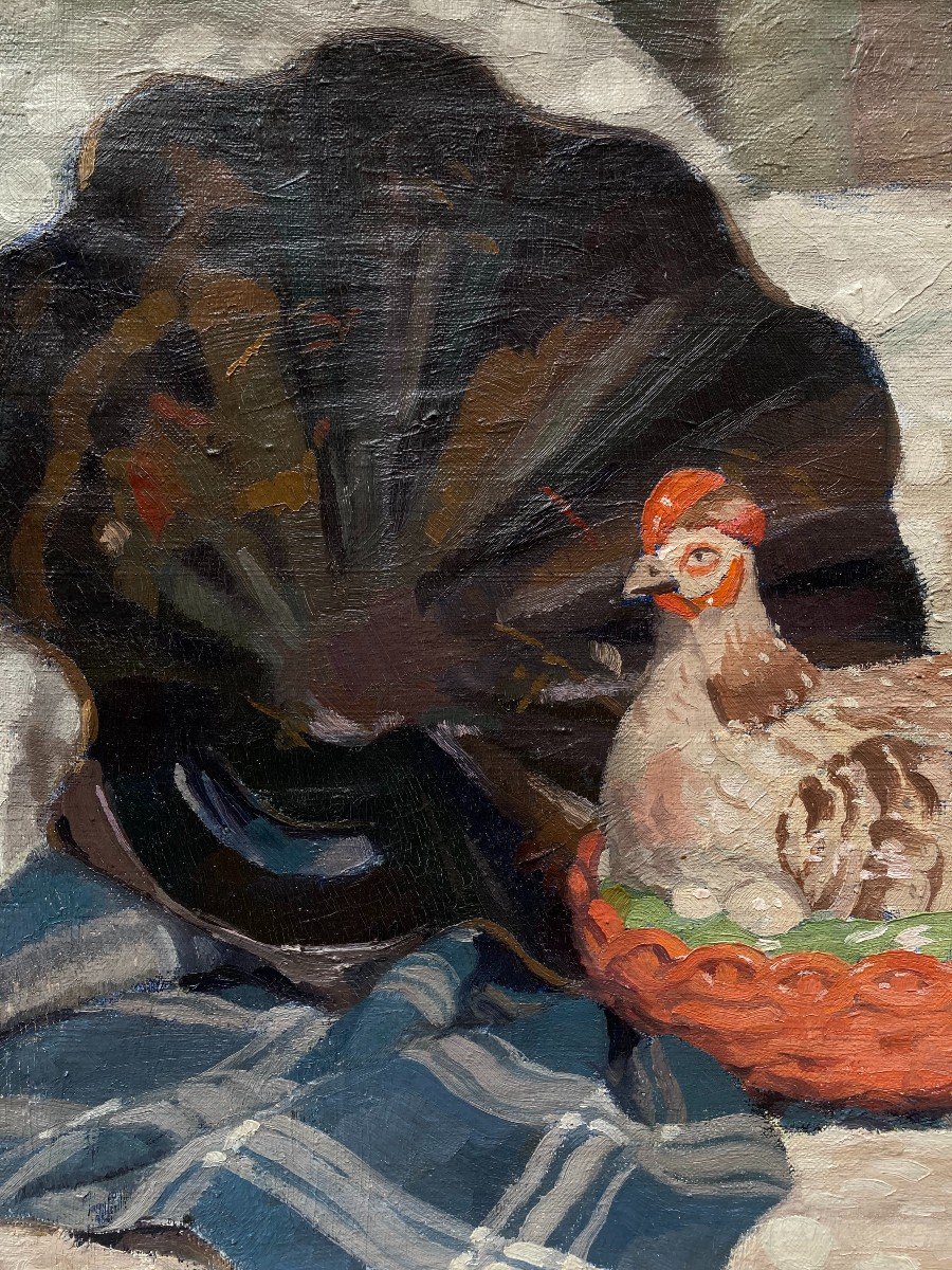 Marcelle Ladeuil (1895-1983). La Poule. Huile Sur Toile. Exposition : Salon Des Indépendants-photo-6