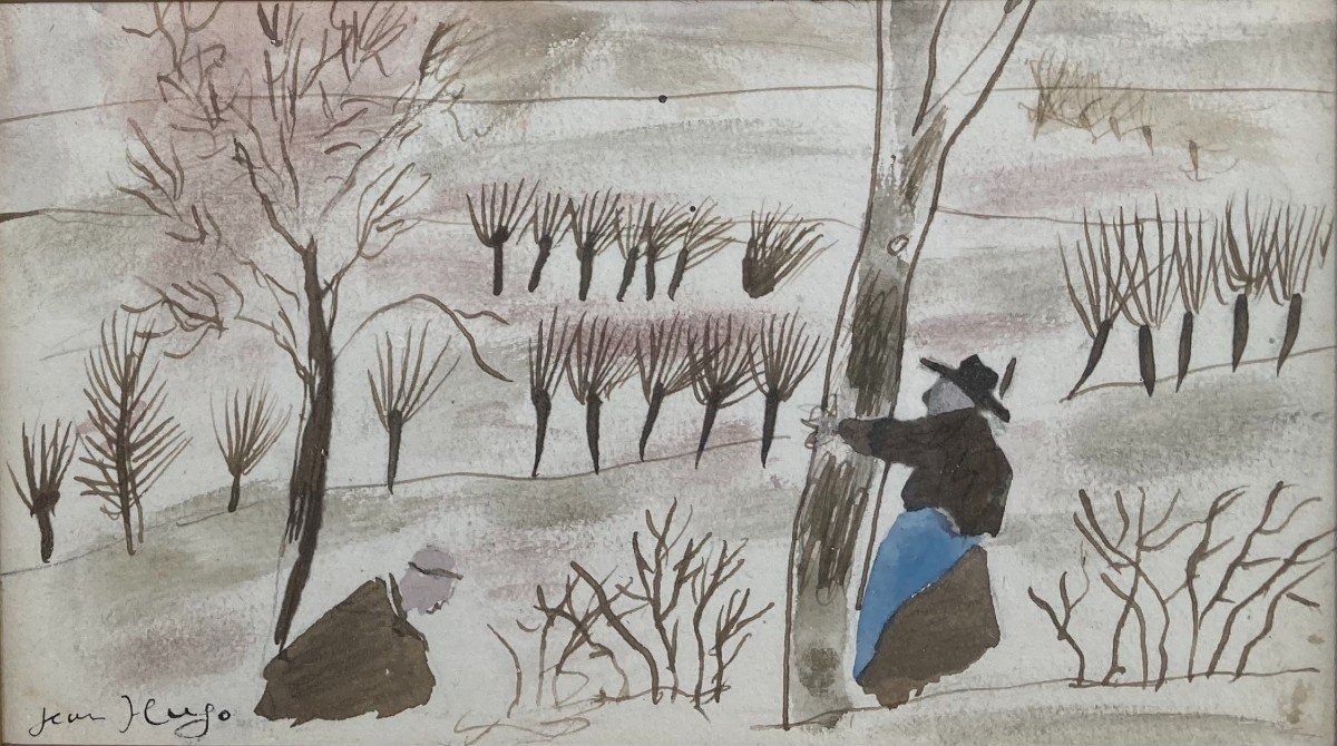 Jean Hugo (1894-1984). l'Automne. Encre Et Aquarelle Sur Papier, Signé.