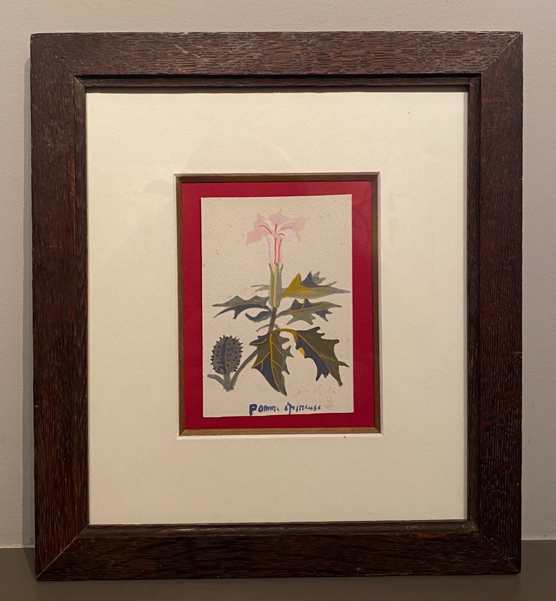 Jean Hugo (1894-1984). Thorny Apple Gouache On Paper, Signed And Titled.-photo-2