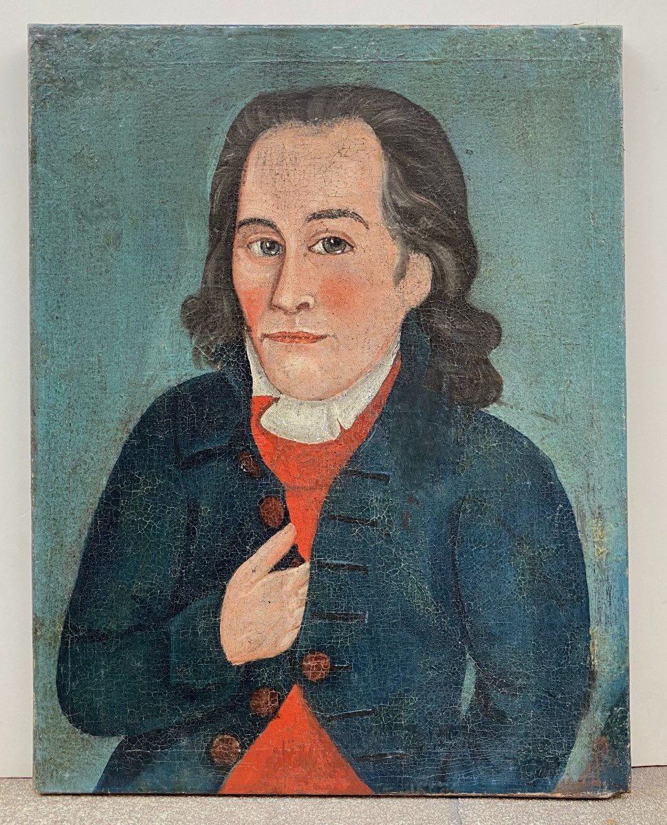 French School Of The 19th Century. Portrait Of A Man In A Frock Coat. Oil On Canvas.-photo-2