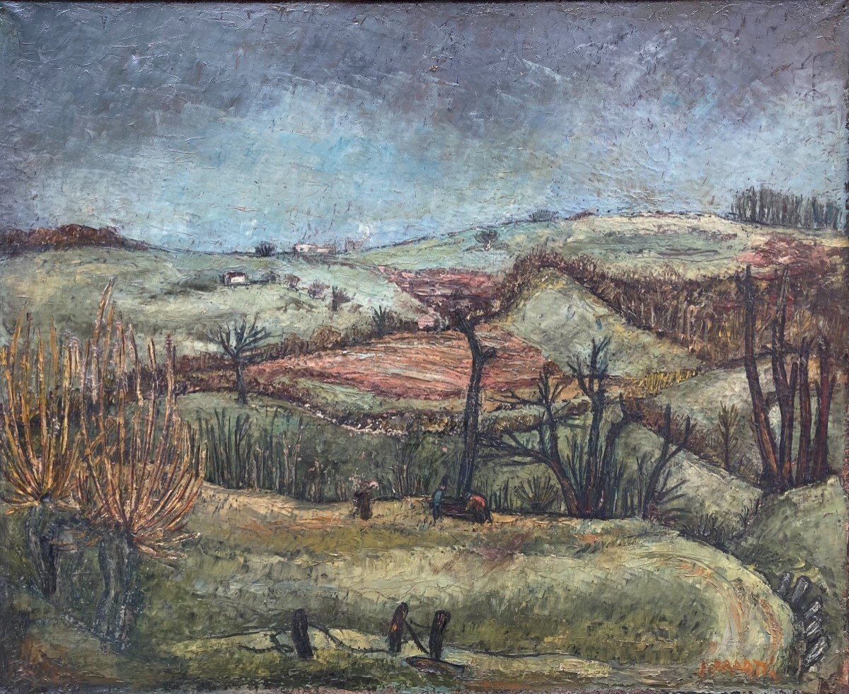 Jean Martin (1911-1996). Green Landscape, 1942. Oil On Canvas.