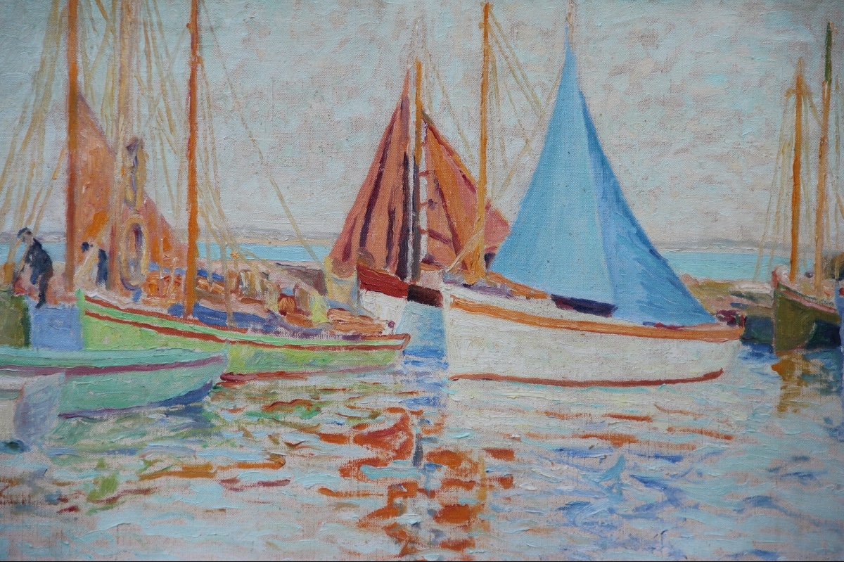 Sails At Pouliguen By Auguste-michel Colle-photo-3