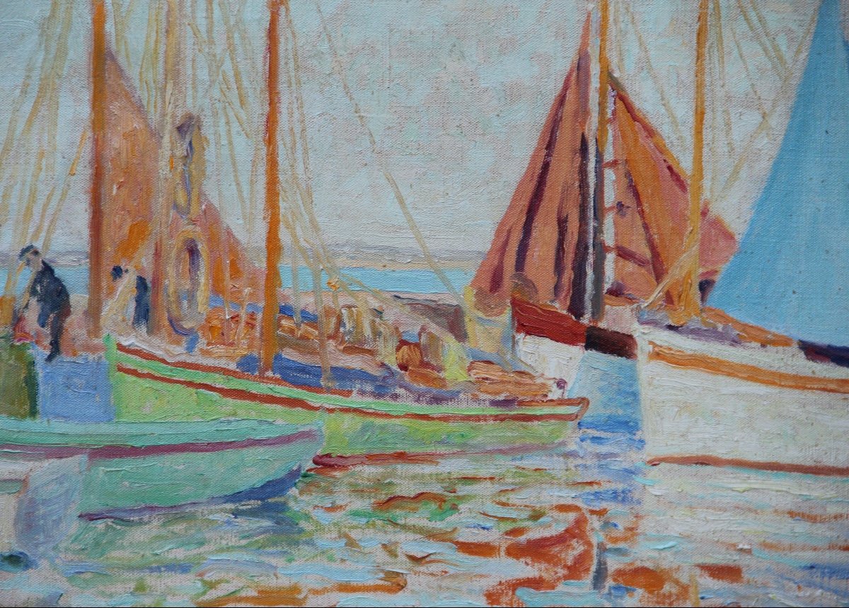 Sails At Pouliguen By Auguste-michel Colle-photo-1