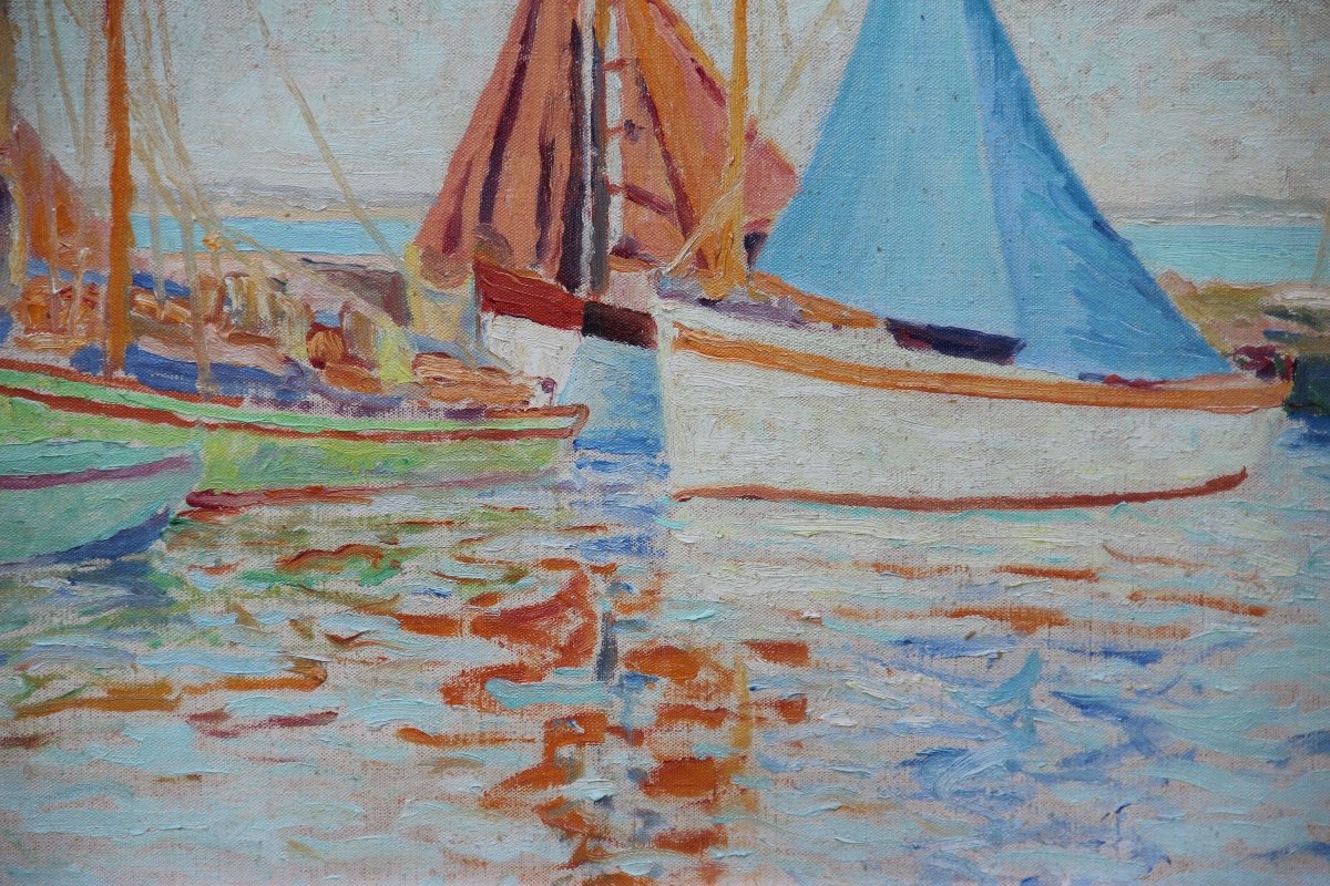 Sails At Pouliguen By Auguste-michel Colle-photo-2