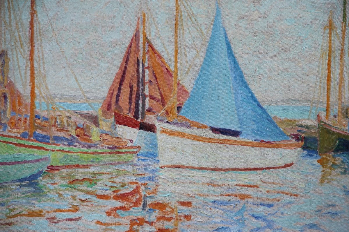 Sails At Pouliguen By Auguste-michel Colle